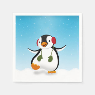 Servilleta De Papel Pingüino de invierno divertido