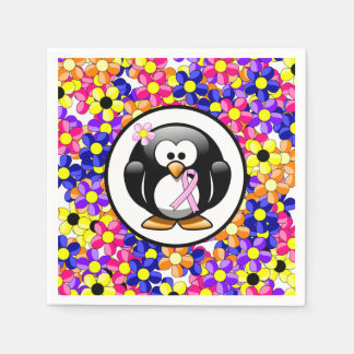 Servilleta De Papel Pingüino de la cinta de la conciencia rosa