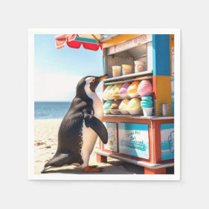 Servilleta De Papel Pingüino de verano en puesto de helados