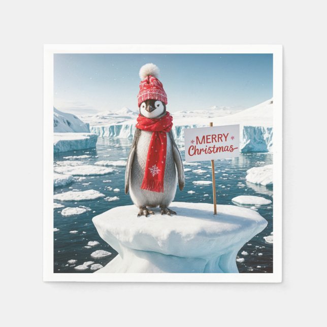 Servilleta De Papel Pingüino En Un Iceberg (Anverso)