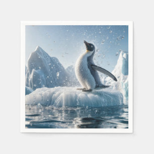 Servilleta De Papel Pingüino Feliz En Un Iceberg