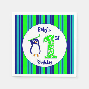 Servilleta De Papel Pingüino golfing del primer cumpleaños del bebé