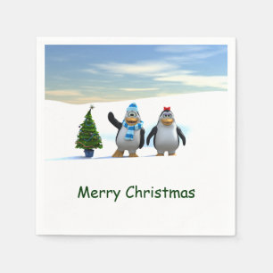 Servilleta De Papel Pingüino Personalizado con árbol