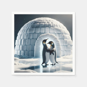 Servilleta De Papel Pingüinos Baile Lento Por Iglú