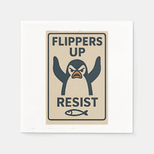Servilleta De Papel Pingüinos contra aranceles contra la bandera de lo