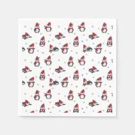 Servilleta De Papel Pingüinos Cutos Aves de Invierno Animales Árticos