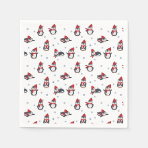 Servilleta De Papel Pingüinos Cutos Aves de Invierno Animales Árticos