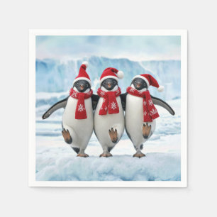 Servilleta De Papel Pingüinos de Navidad bailando en glaciar ártico