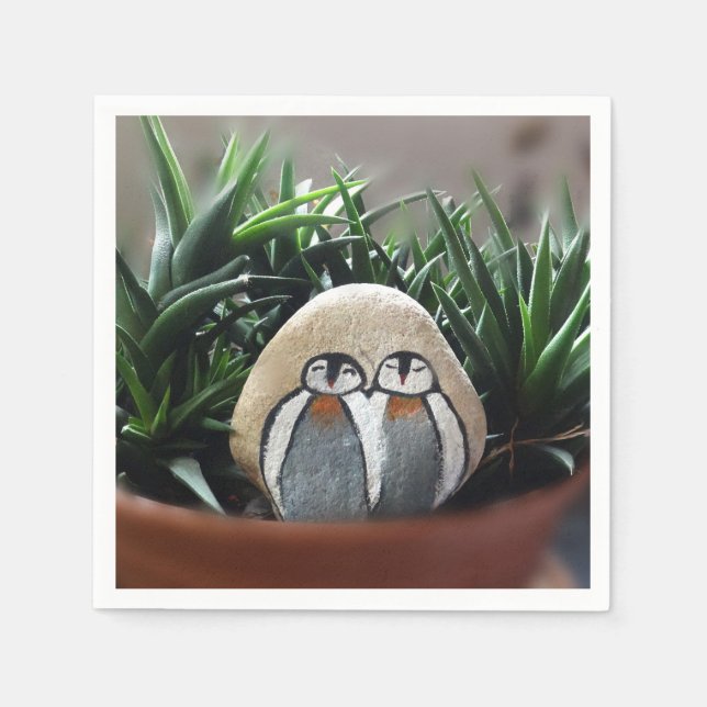 Servilleta De Papel Pingüinos dibujando toallas de papel de cóctel est (Anverso)