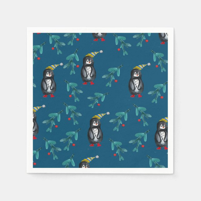 Servilleta De Papel Pingüinos navidades (Anverso)