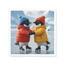 Pingüinos patinando sobre hielo