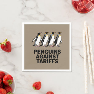 Servilleta De Papel Pingüinos Vintage Protestan Contra Aranceles Diver