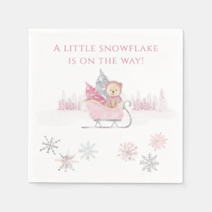 Servilleta De Papel Pink A Little Snowflake Baby Shower