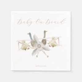 Servilleta De Papel Pink Airplane Baby Shower Napkins