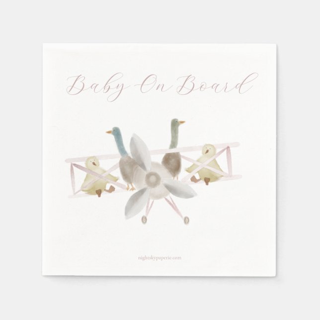 Servilleta De Papel Pink Airplane Baby Shower Napkins (Anverso)