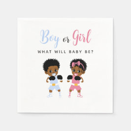 Servilleta De Papel Pink and Blue Boxing Gender Reveal Party Napkins
