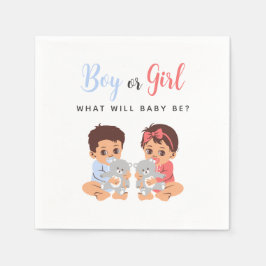 Servilleta De Papel Pink and Blue Boy or Girl Baby Gender Reveal