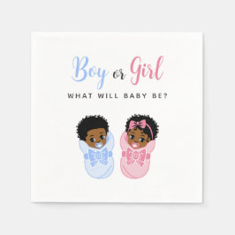 Servilleta De Papel Pink and Blue Wrapped Black Baby Gender Reveal