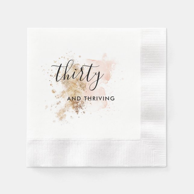Servilleta De Papel Pink And Gold Treinta Napkins De Cumpleaños (Anverso)