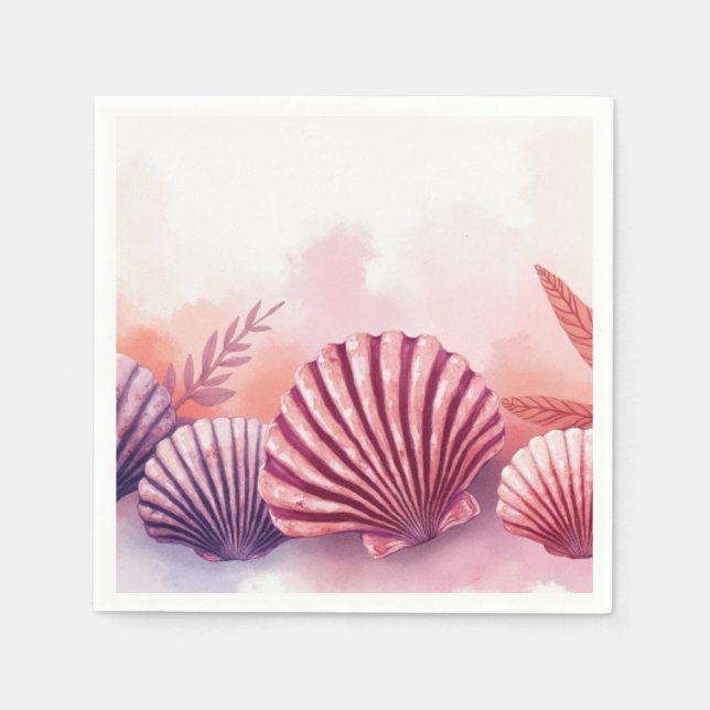 Servilleta De Papel Pink And Purple Seashells  (Anverso)