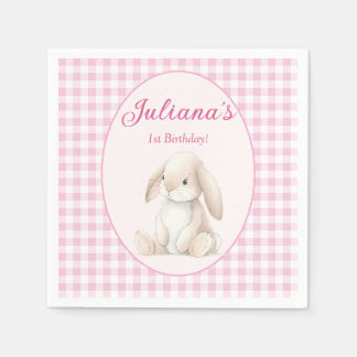 Servilleta De Papel Pink Babys First Birthday Bunny Napkins