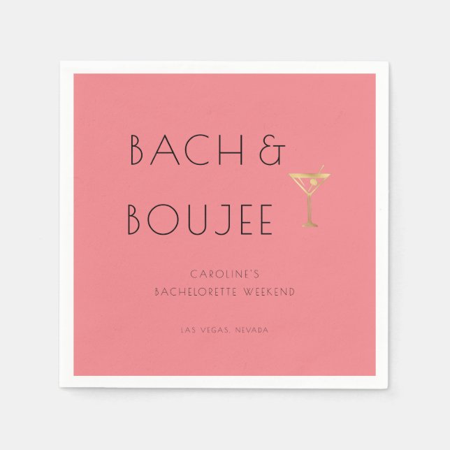 Servilleta De Papel Pink Bach y Boujee Bachelorette Party (Anverso)