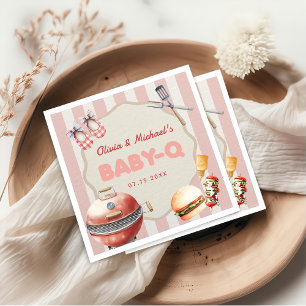 Servilleta De Papel Pink Backyard BBQ Baby Q Baby Shower Napkins
