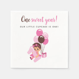 Servilleta De Papel Pink Balloon Baby Girl 1st Birthday