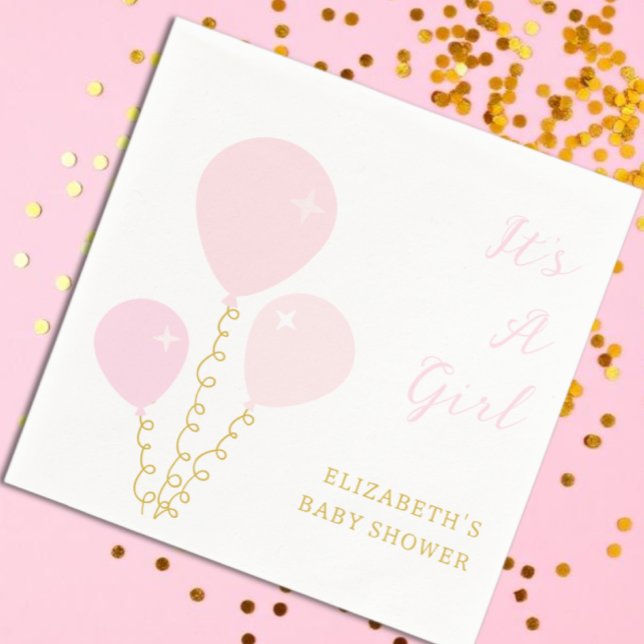 Servilleta De Papel Pink Balloons Girl Baby Shower (Subido por el creador)