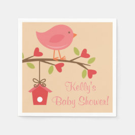 Servilleta De Papel Pink Bird Baby Shower Napkins