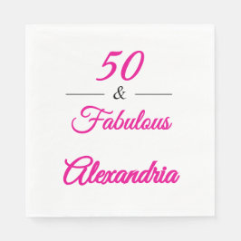 Servilleta De Papel Pink Black 50 & Fabulous 50th  Birthday 