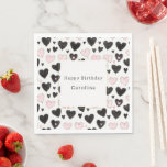 Servilleta De Papel Pink Black Hearts Birthday<br><div class="desc">Pink Black Hearts Birthday</div>