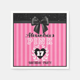 Servilleta De Papel PINK Black Stripes Girthday/Pajama Fiesta