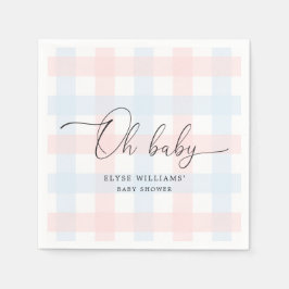 Servilleta De Papel Pink Blue Gingham Oh Baby Paper Napkin