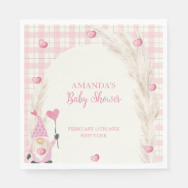 Servilleta De Papel Pink Boho Arch Gingham Baby Shower