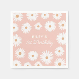 Servilleta De Papel Pink Boho Daisy Birthday Part