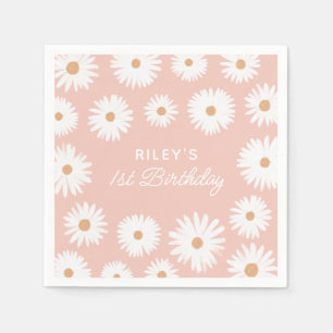 Servilleta De Papel Pink Boho Daisy Birthday Part
