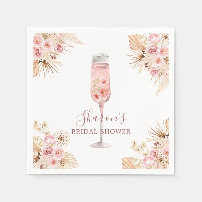Servilleta de papel Pink Boho Rose Soiree Bridal S (Anverso)