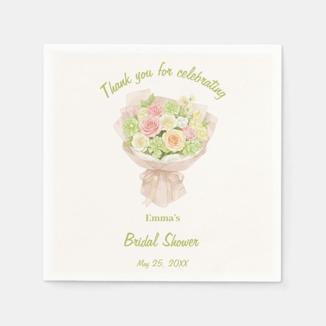 Servilleta De Papel pink bouquet Bridal Shower (Anverso)