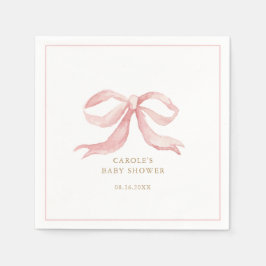 Servilleta De Papel Pink Bow Baby Baby Shower