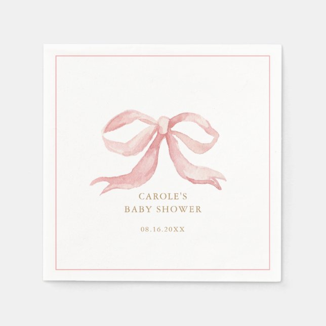 Servilleta De Papel Pink Bow Baby Baby Shower (Anverso)