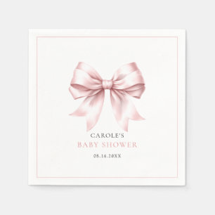 Servilleta De Papel Pink Bow Baby Girl Elegantes Napkins Baby Shower