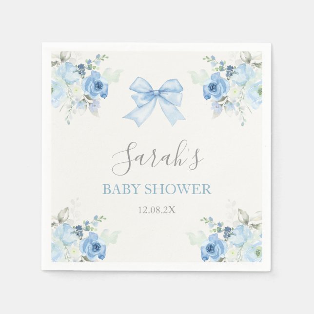 Servilleta De Papel Pink Bow Baby Shower Boy (Anverso)