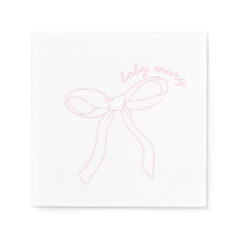 Pink Bow Baby Shower Napkins, fiesta de cumpleaños