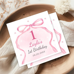 Servilleta De Papel Pink Bow Boutique Primer Fiesta de cumpleaños