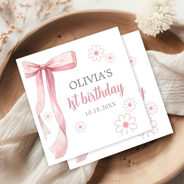 Servilleta De Papel Pink Bow Chica de cumpleaños 1 (Subido por el creador)