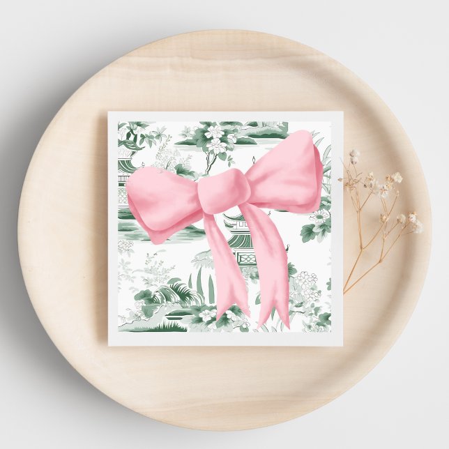 Servilleta De Papel Pink Bow Chinoiserie Preppy Napkin (Subido por el creador)