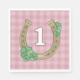 Servilleta De Papel Pink Bow Clover Lucky One Girl 1st Birthday