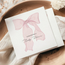 Servilleta De Papel Pink Bow Coquette Baby Shower
