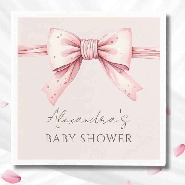 Servilleta De Papel Pink Bow Coquette Baby Shower (Subido por el creador)